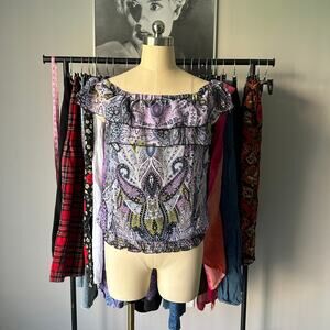 Y2K purple paisley blouson tank top